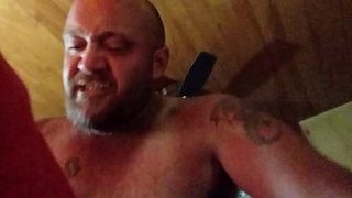 The older man fucks his wife inside a tight pussy in the bedroom