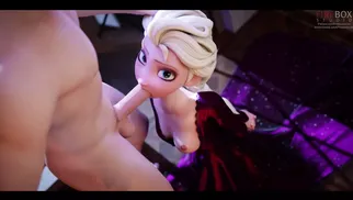 The sexy side of Elsa from Frozen as she rides in 3D POV vid