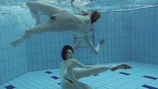 Anna and Lada enjoying naked underwater swimming