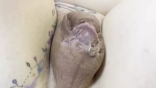 Superglue dick Korean Mistress tattoo slave.