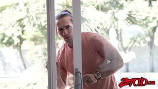 Young guy fucks a sexy blonde MILF by huge cock inside a tight pussy