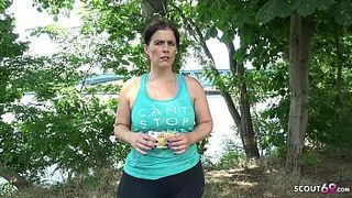 Chubby MILF was approached by an agent during her jog session