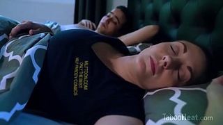 Melanie Hicks with big tits fucks with her son-in-law in the bedroom