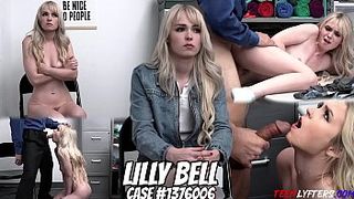 Blonde whore is fucking with security guard in front of the camera