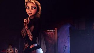 The sexy side of Elsa from Frozen as she rides in 3D POV vid